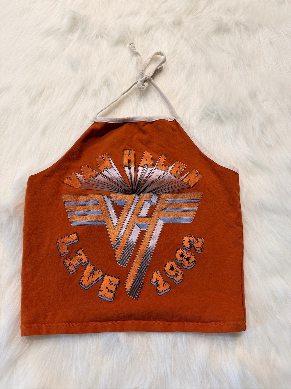 Van Halen Live 1982 Forever 21 Burnt Orange Graphic Halter Top Women Large